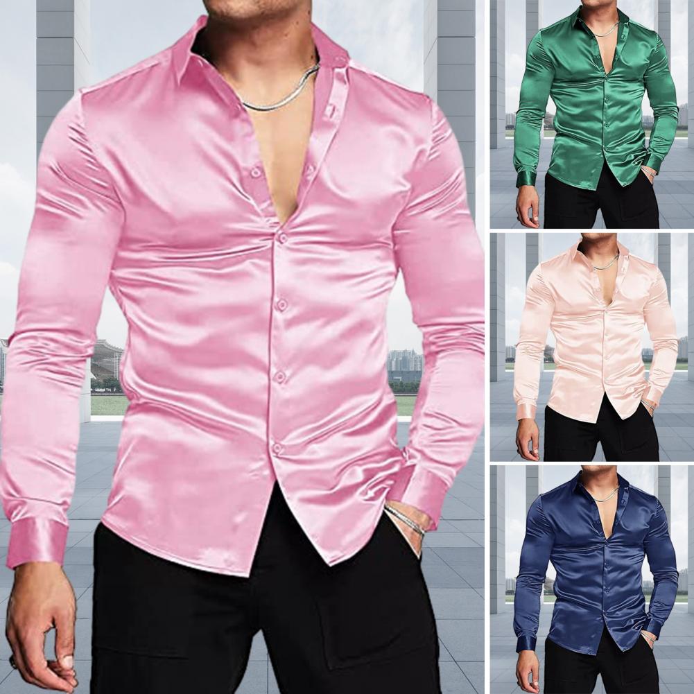 الوردي الحرير الساتان فستان فا - مراجعة Mens Satin Silk Dress Shirt وسعره