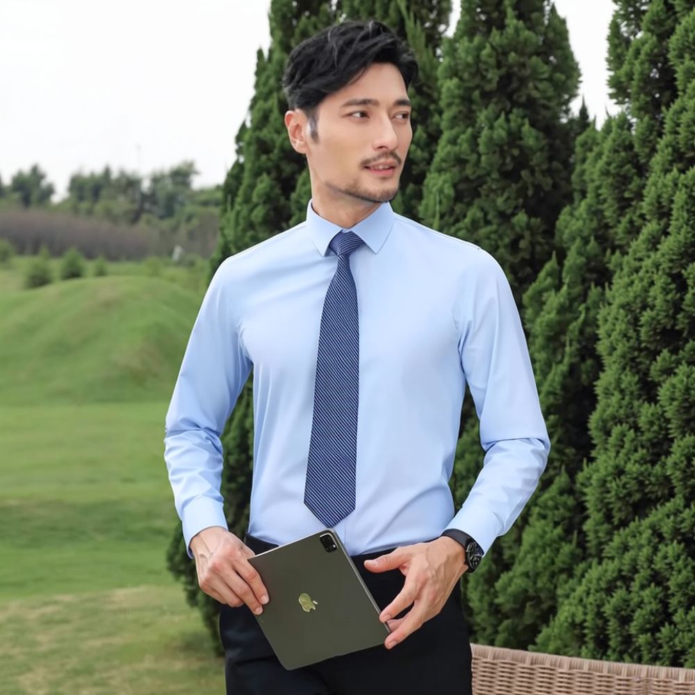 قميص رجالي أنيق بأكمام طويلة،  - مراجعة Breathable Bamboo Fiber Shirt Non Iron وسعره
