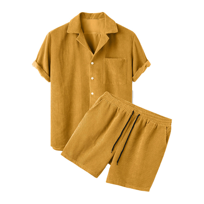 2025 جديد الرجال الصيف سروال ق - مراجعة Corduroy Button Up Shirt Men وسعره