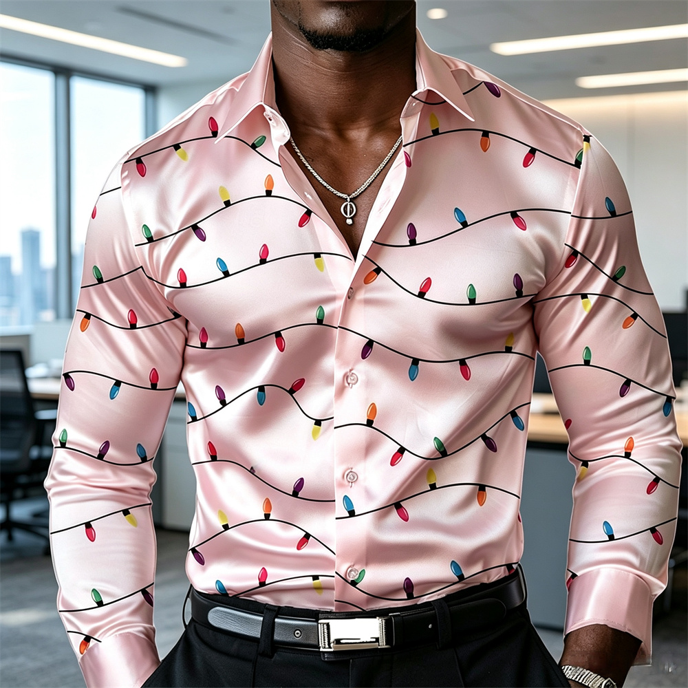 قميص رجالي بتصميم فانوس لعيد ا - مراجعة Mens Satin Silk Dress Shirt وسعره