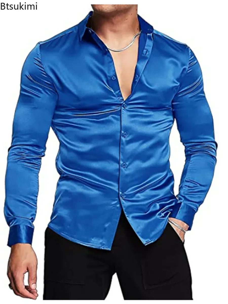 جديد 2026 الرجال الفاخرة لامعة - مراجعة Mens Satin Silk Dress Shirt وسعره