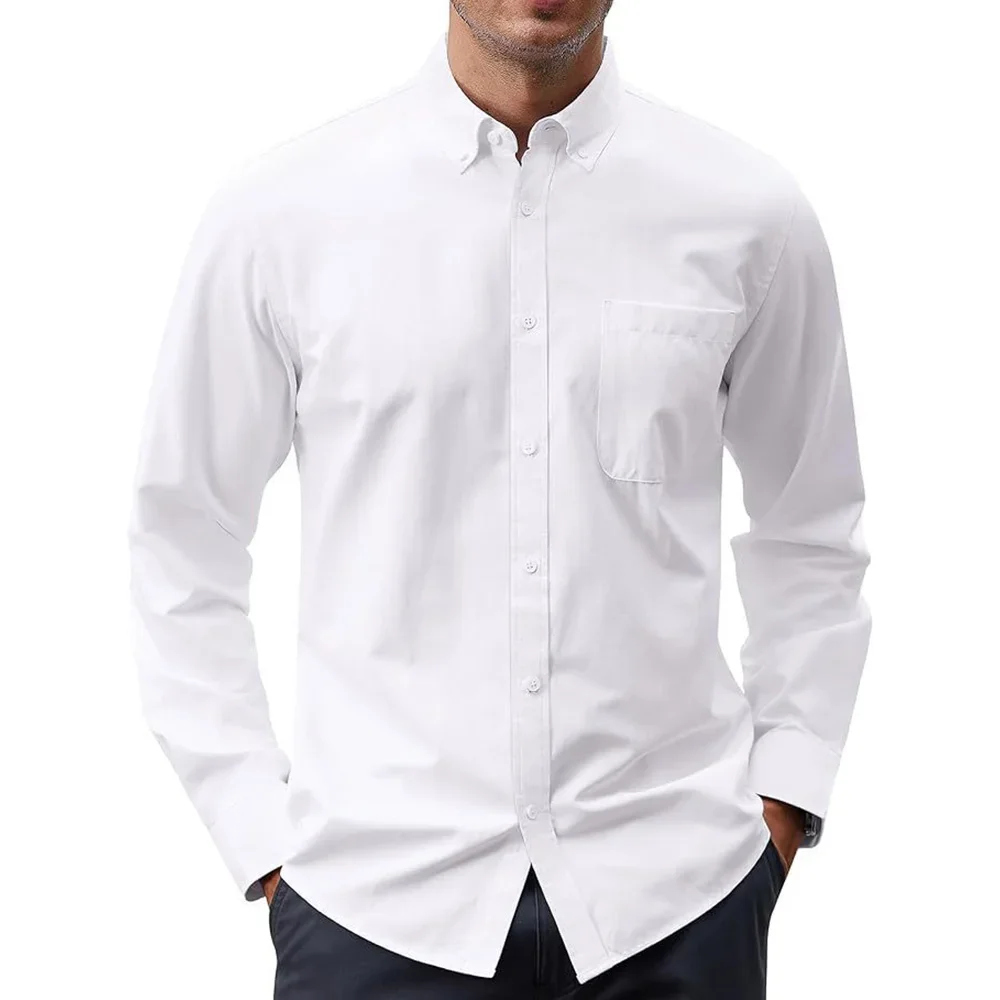 قمصان رجالية طويلة الأكمام بلو - مراجعة Oxford Cotton Casual Shirt Business وسعره